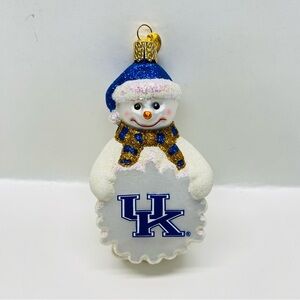 UK University of Kentucky Snowman Glass Christmas Tree Ornament Wildcats READ